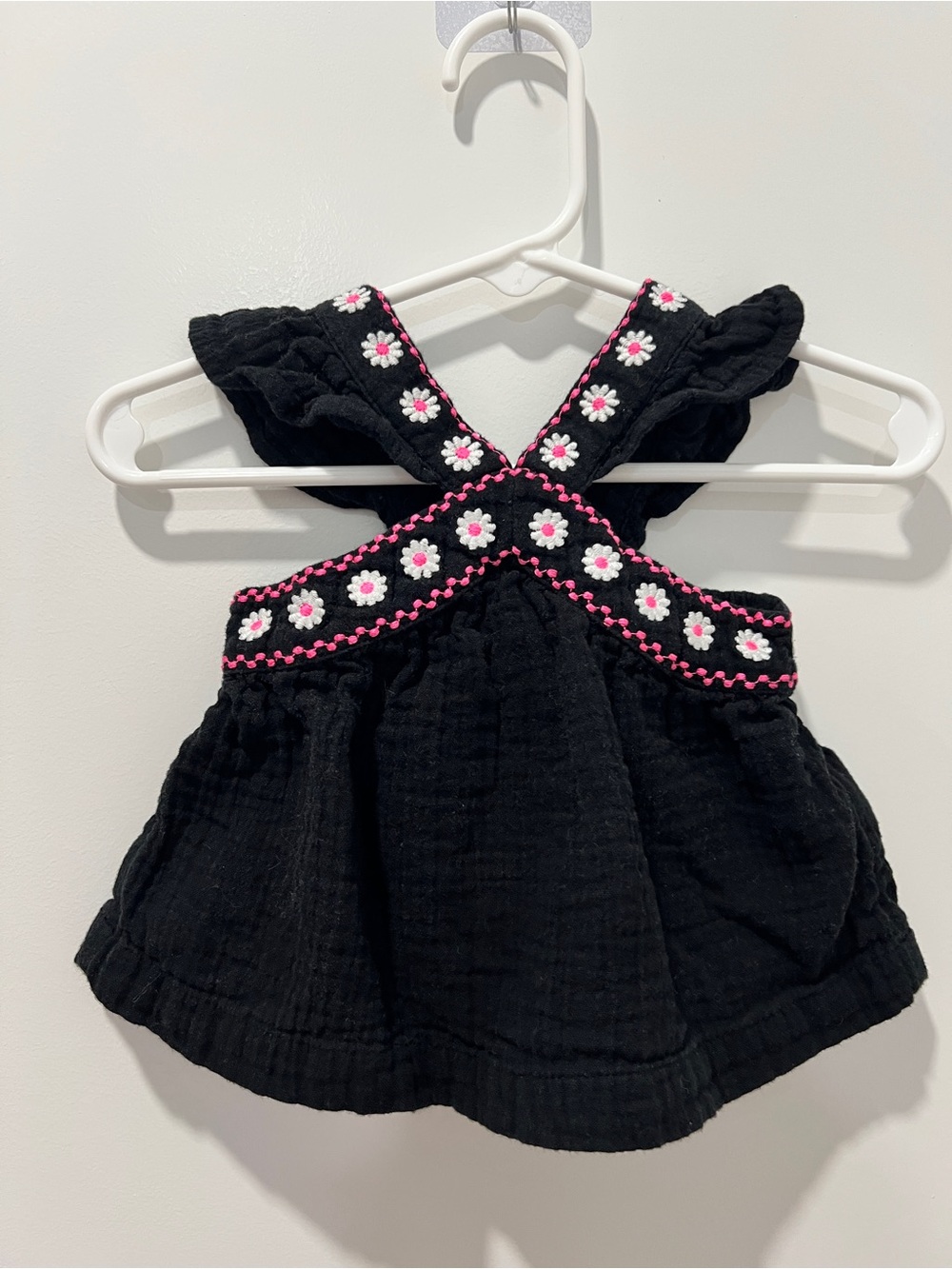 Cat & Jack Black Gauze Daisy Embroidered Dress | 3–6M Baby Girl